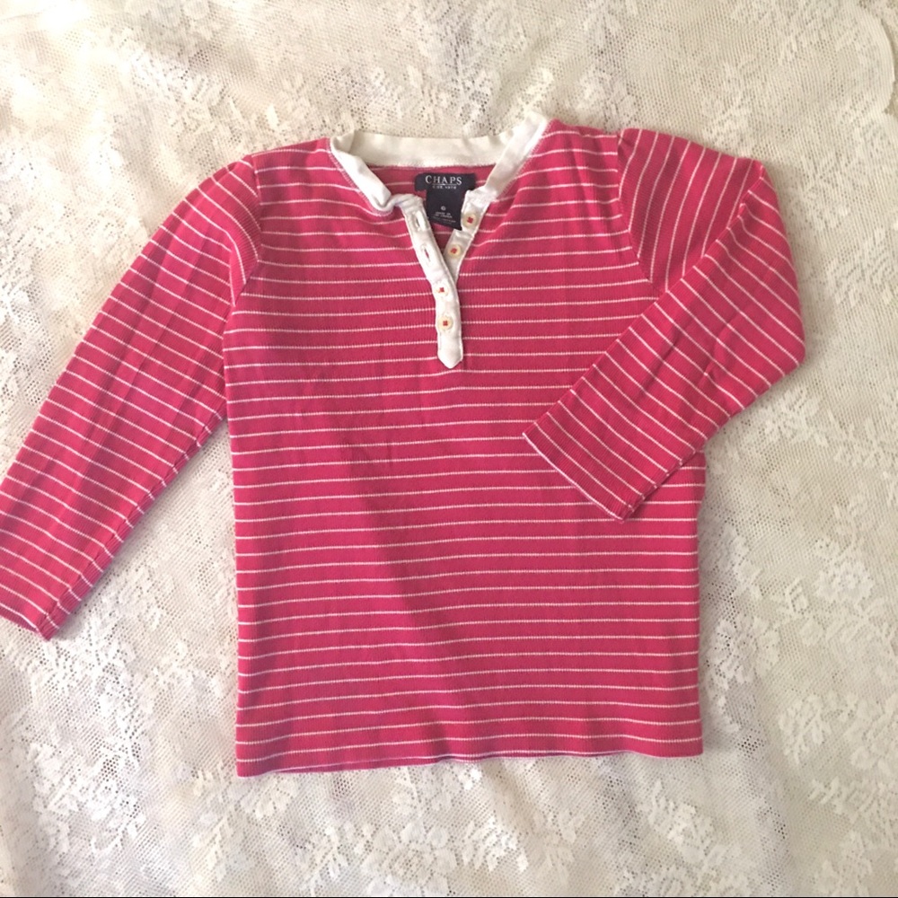Chaps Long Sleeve Striped T-Shirt Size 6 Pink